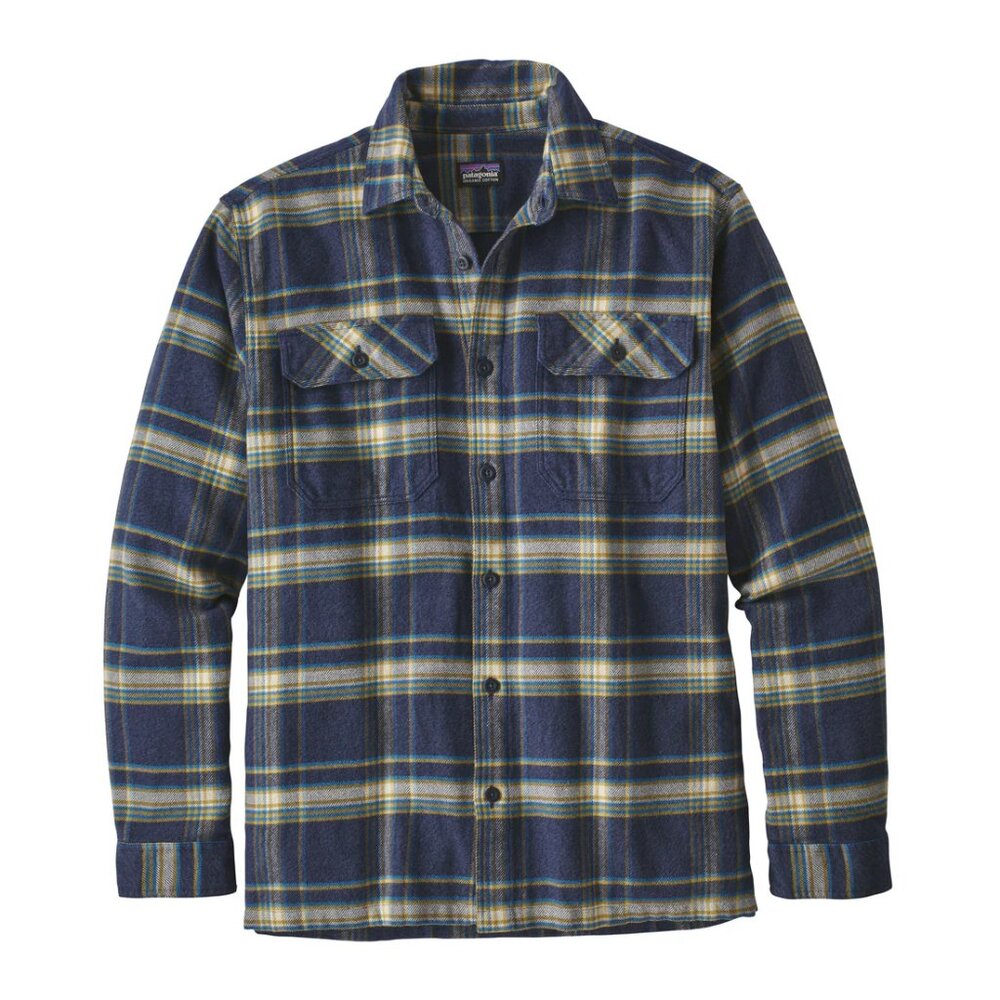 Patagonia Navy and Cream Plaid Button Down Shirt
